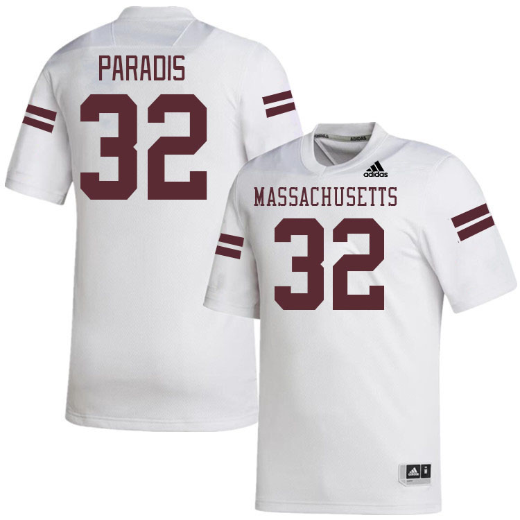 Massachusetts Minutemen #32 Jackson Paradis College Football Jerseys Stitched-White